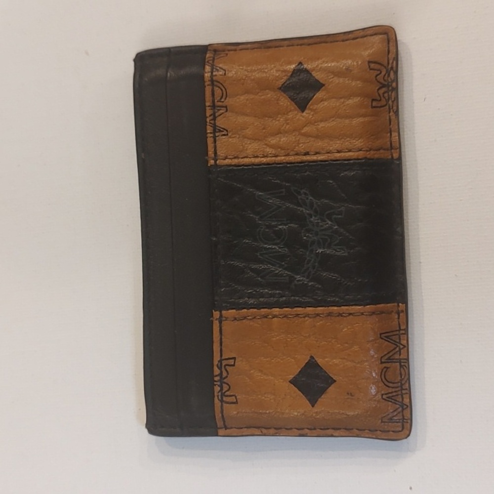 MCM card holder 2-tone Mahogany and Black Used